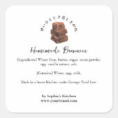 ブラウニーの水彩 ミニマリストのパン屋さんの材料 スクエアシール (正面)