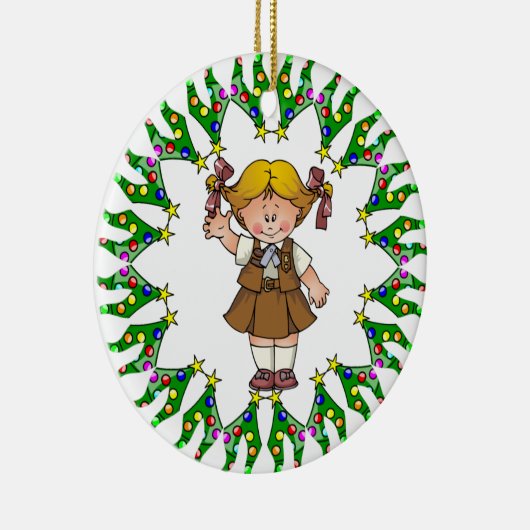ブラウニーの金髪の木のリース セラミックオーナメント (右)