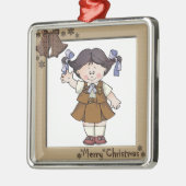 ブラウニーの黒髪フレーム鐘 メタルオーナメント (左)