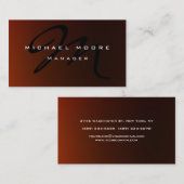 ブラウニーオレンジレッドモノグラムユニーク名刺 名刺 (正面/裏面)