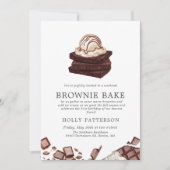 ブラウニーベイクパーティー招待状 | 焼き菓子パーティー 招待状 (正面)