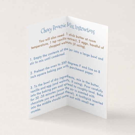 ブラウニーミックス自家製DIYクリスマスプレゼントのラベル 名刺 (内部)