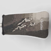 ブラウムかわいらしブラウン上の白い飛んでいる魔女3 ゴルフヘッドカバー (正面)