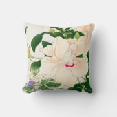 ブラウリア&ハイビスカスの花 – 日本の woodblock クッション (正面)