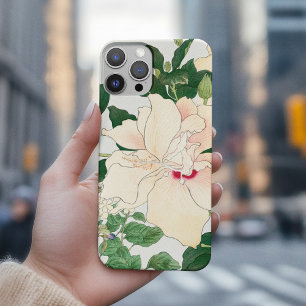 ブラウリア&ハイビスカスの花 – 日本の woodblock iPhone 15 pro maxケース