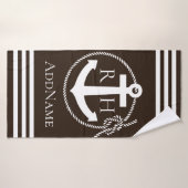 ブラウンいかりローストライププカスタムバスタオル バスタオル (バスタオル)