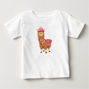 ブラウンおもしろいピンクバレンタインデラマスTシャツ ベビーTシャツ