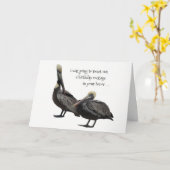 ブラウンおもしろいペリカンユーモア誕生日挨拶 カード (黄色い花)