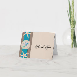 ブラウンおよびターコイズのヒトデの結婚式は感謝していしています サンキューカード