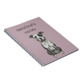 ブラウンおよびピット・ブルの白い着席のレンダリング ノートブック (右側)