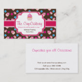 ブラウンおよびピンクのかわいいカップケーキのベーカリーの名刺 名刺 (正面/裏面)