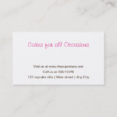 ブラウンおよびピンクのかわいいケーキのベーカリーの名刺 名刺 (裏面)