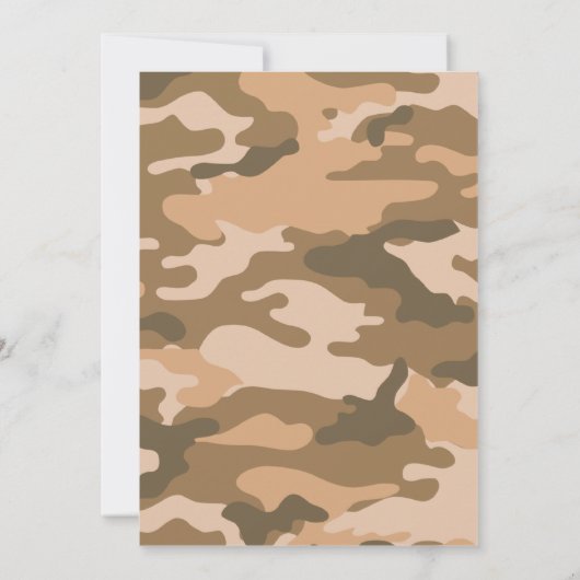 ブラウンおよびピンクの迷彩柄のベビーシャワーの招待状 招待状 (裏面)