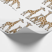 ブラウンおよびベージュ包装紙のキリン家族 ラッピングペーパー (角)