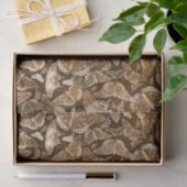 ブラウンおよびベージュ蝶パターン 薄葉紙 (ギフト)