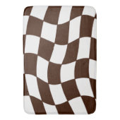 ブラウンおよび白い波状のチェッカーボード バスマット (正面縦)