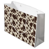 ブラウンおよび白いcowprintのバッグ ラージペーパーバッグ (裏面アングル)