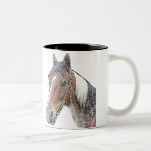 ブラウンおよび白馬 ツートーンマグカップ