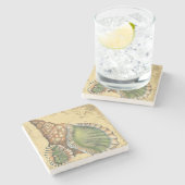 ブラウンおよび緑の貝殻 ストーンコースター (横)