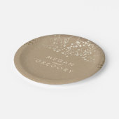 ブラウンおよび金ゴールドのベビーの呼吸結婚式 ペーパープレート (アングル)