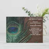 ブラウンおよび金ゴールドの孔雀の羽 招待状 (スタンド正面)