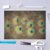 ブラウンおよび金ゴールドの孔雀の羽 薄葉紙 (クラフト)