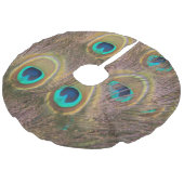 ブラウンおよび金ゴールドの孔雀 フェイクリネンツリースカート (アングル)