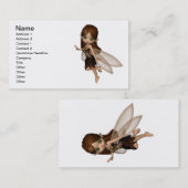 ブラウンおよび金ゴールドの花の服のかわいい漫画の妖精 名刺 (正面/裏面)