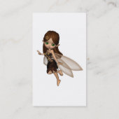 ブラウンおよび金ゴールドの花の服のかわいい漫画の妖精 名刺 (裏面)
