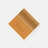 ブラウンおよび金ゴールドデザパターン（の模様が）あるイナー スタンダードカクテルナプキン (角)