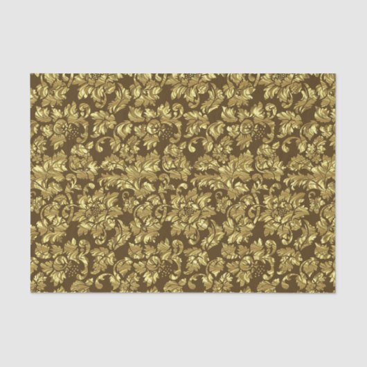 ブラウンおよび金ゴールドヴィンテージフローラのマスク 薄葉紙 (正面)