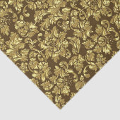 ブラウンおよび金ゴールドヴィンテージフローラのマスク 薄葉紙 (詳細)