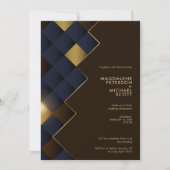 ブラウンおよび金ゴールド幾何結婚図形 招待状 (正面)