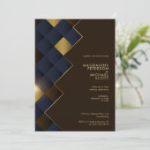 ブラウンおよび金ゴールド幾何結婚図形 招待状 (スタンド正面)