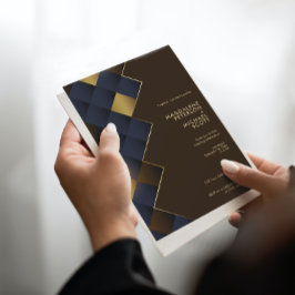 ブラウンおよび金ゴールド幾何結婚図形 招待状