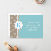 ブラウンおよび青い点およびストライプでカスタムな文房具 ノートカード (正面/裏面インサイチュ)