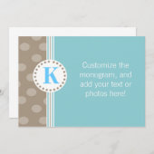 ブラウンおよび青い点およびストライプでカスタムな文房具 ノートカード (正面/裏面)