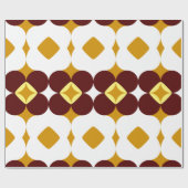 ブラウンおよび黄色い花 ラッピングペーパー (フラット)