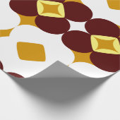 ブラウンおよび黄色い花 ラッピングペーパー (角)