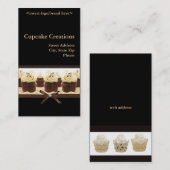 ブラウンおよび黒いカップケーキの名刺 名刺 (正面/裏面)