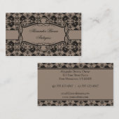 ブラウンおよび黒いダマスク織の名刺 名刺 (正面/裏面)