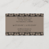 ブラウンおよび黒いダマスク織の名刺 名刺 (裏面)