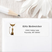 ブラウンお洒落キャットマンガ差出人住所 ラベル (インサイチュ)