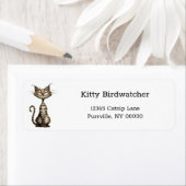 ブラウンお洒落タビーキャットマンガ差出人住所 ラベル (インサイチュ)