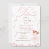 ブラウンお洒落ヘアバレリーナツートゥートゥスバースデー 招待状 (正面)