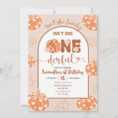 ブラウンお洒落レトロパンプキンオンエルフル誕生日 招待状 (正面)