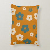 ブラウンお洒落&ブルーフローラレトロ、明るい アクセントクッション (裏面(縦))
