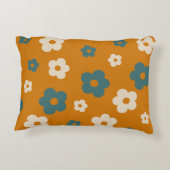 ブラウンお洒落&ブルーフローラレトロ、明るい アクセントクッション (裏面)