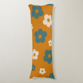 ブラウンお洒落&ブルーフローラレトロ、明るい ボディピロー (正面縦)