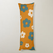 ブラウンお洒落&ブルーフローラレトロ、明るい ボディピロー (裏面 (縦))